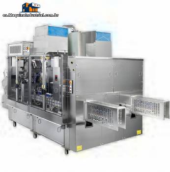 L�nea de envasado con etiquetadora y encajadora para productos de limpieza